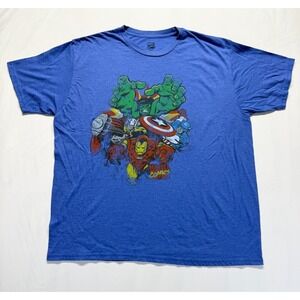 Mad Engine Marvel T Shirt Mens XL‎ Blue Graphic Hulk Iron Man Captain Avengers